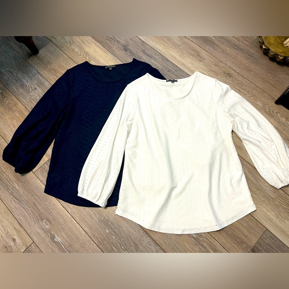 Pair of two Adrianna Papell Eyelet tops